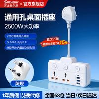 SUZHERM W602KU USB+Type-C插座 2位0.1米 英标转万能