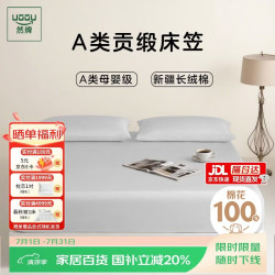 然牌 全棉床笠单件100支A类纯棉贡缎高奢床罩 1.8米床180x200cm光泽灰