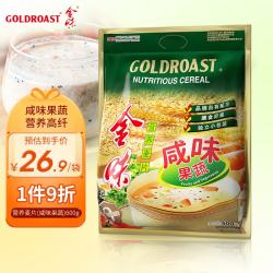 金味 咸味果蔬营养麦片600g含盐燕麦速食早餐代餐零食 1件装