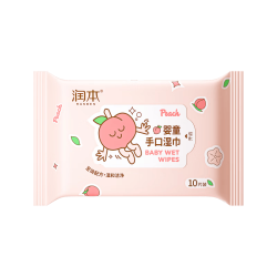 润本 婴儿湿巾便携婴幼儿宝儿童湿纸巾手口屁专用小包出行口袋装 婴童手口湿巾10片