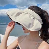 赫卡维 防晒帽女黑胶遮阳贝壳空顶