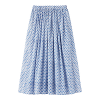 無印良品 MUJI 女式 雕版印染 抽褶裙 长半身裙女款女装裙子26年夏季 BE201A6S 白色图案 S (155/62A)
