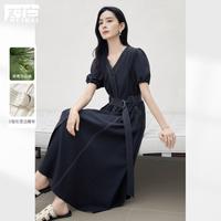 DUIBAI 女式法式V领短袖连衣裙