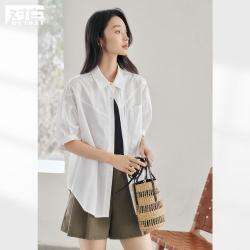 DUIBAI 女式短袖衬衫 夏装经典设计感宽松休闲通勤气质显瘦