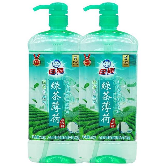 白猫 A类护手洗洁精 绿茶薄荷型 1kg*2瓶