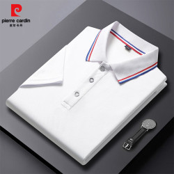 皮尔·卡丹 皮尔卡丹（pierre cardin）男女夏季新款男士短袖衫商务休闲半袖翻领体恤情侣上衣款男女款
