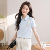 雪中飞 速干短袖T恤女夏季轻薄透气修身显瘦翻领上衣