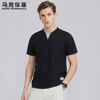 百亿补贴：马克华菲 重磅240G】短袖T恤男夏季简约休闲运动V领假两件半袖男
