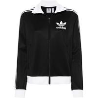 adidas 女款立领条纹品牌Logo印花拉链翻领合身长袖夹克外套