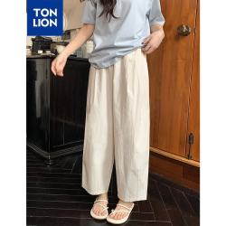唐狮 2026夏女休闲裤 杏色 S