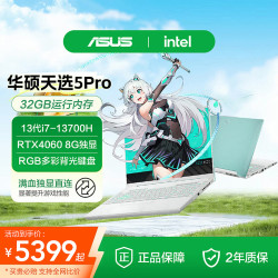 华硕 天选5Pro酷睿高性能锐龙版笔记本电脑学生设计电竞游戏本 魔幻青 酷睿i5-12500H RTX