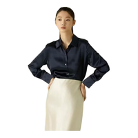 桑罗 100%桑蚕丝 粉白条纹 L 女士衬衫