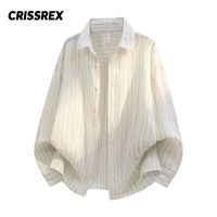 百亿补贴：CRISSREX 男士竖条纹长袖衬衫 情侣款