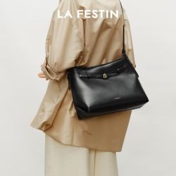 La Festin 小懒HOBO大容量托特包生日礼物 牛皮包