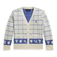RALPH LAUREN 女童窗格纹棉质V领针织开衫