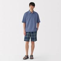 無印良品 MUJI 男式马德拉斯格纹轻便短裤男士裤子休闲裤夏季男装25年 藏青色格纹 S (165/72A)