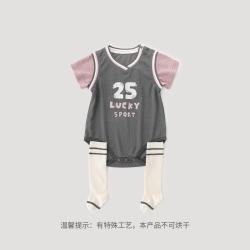 巴厘小猪 夏季包屁衣短袖薄款哈衣运动风外出衣服婴儿夏装