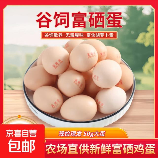 京喜 富硒鲜鸡蛋  单枚50g*10枚