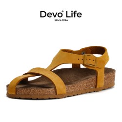 Devo Life Devo/的沃软木凉鞋女防滑休闲平底时尚罗马复古夏季女鞋24081W