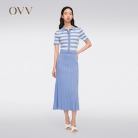 OVV 春夏女装海军风条纹POLO领针织短袖连衣裙 GQZZJ14005A-247053