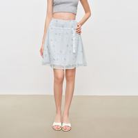自巧 小个子清新碎花雪纺短款系带A摆裙印花半身裙女2026夏季新款