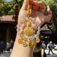 灵隐寺同款高品质龙年车挂五路财神汽车车挂水晶平安招财高档