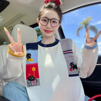 小众设计感撞色拼接长袖T恤女2026年新款时尚简约圆领套头上衣F