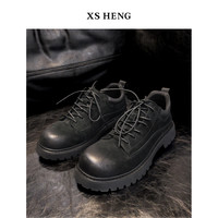 春夏系列/新款复古磨砂亮皮拼接厚底增高男百搭系带低帮皮鞋#805