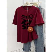 2026新款“发”字印花宽松大码情侣装纯棉短袖t恤女款爆款潮牌上衣