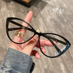 网红个性猫眼防蓝光眼镜女复古眼镜框素颜神器可配近视超轻平光镜