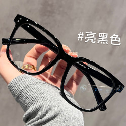 早八素颜黑框眼镜理工男专业配近视有度数大框显瘦眼睛镜架大脸女