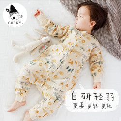 Griny 婴儿睡袋春秋薄款宝宝竹棉纱布四季通用秋冬防踢被