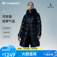 坦博尔 2024高充绒量鹅绒中长款羽绒服女可脱卸帽保暖外套TBF550790D 极光黑 155/80A