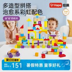 Hape E8488 双面字母数字积木 100颗粒 桶装