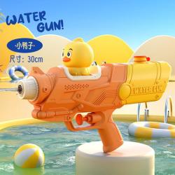 欧因 新款儿童水枪玩具网红双喷头戏水枪小马恐龙鸭子鲨鱼抽拉式滋水枪 新款卡通公仔鸭子水枪-黄色