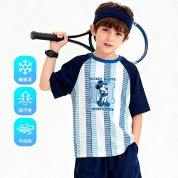 迪士尼 轻薄透气网眼条纹短袖
