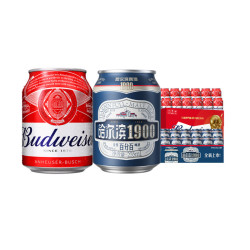 哈尔滨啤酒 哈尔滨1900全麦啤酒255ml×12听+百威FIFA红罐255ml*12听