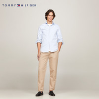 TOMMY HILFIGER 弹力府绸细条纹修身长袖衬衫 浅蓝色 S