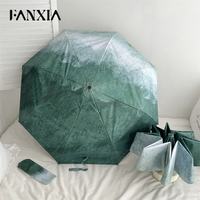 繁夏 ins雨伞晴雨伞两用防晒防紫外线便携遮阳黑胶折叠迷你三折太阳伞