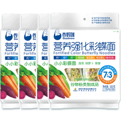 谷妈咪 异形面组合装小小彩蝶面不添加食用盐营养果蔬面条 小彩蝶面102g*4袋