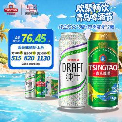 青岛啤酒 纯生啤酒原麦汁浓度8度500ml*10礼盒(炫兔*8四季常青*2)