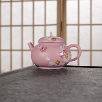 棠门 粉色女士精致描金寒梅傲雪紫砂壶