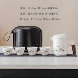 棠门 羊脂玉白瓷便携式富竹快客杯