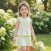 笛莎 女童套装夏季运动套装儿童套装