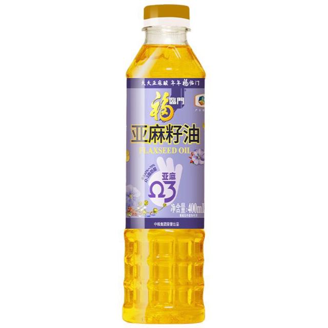 福临门 营养家亚麻籽油一级冷榨胡麻食用油 400ml