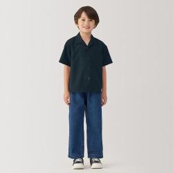 無印良品 MUJI 无印良品 大童 易干 开领短袖衬衫儿童衬衣夏季童装