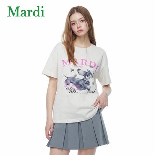 MARDI 卡通小狗印花圆领短袖T恤