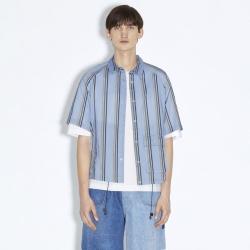 速写 江南布衣男装丨春夏拼色条纹短袖衬衫简约通勤风宽松休闲衬衫