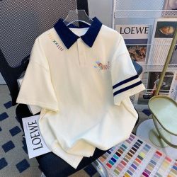童森童马 童装女童POLO领短袖夏装儿童撞色翻领半袖薄款卡通中大童T恤短袖