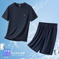 梦特娇 夏款男士短袖T恤+短裤两件套